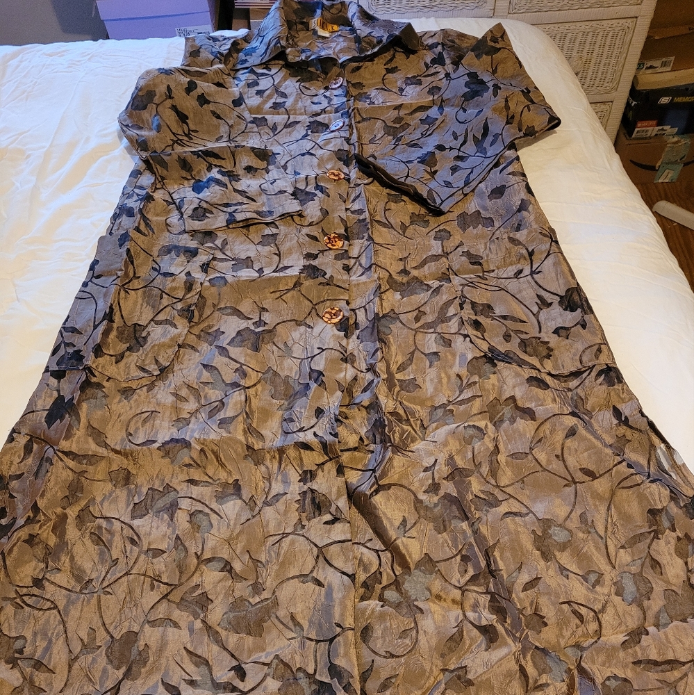 Thin Brown Buttoned Rayon Jacket - image 1